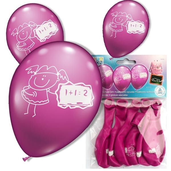 Ballons zum Schulanfang, 6 Latexballons in hübschem Pink, 30cm