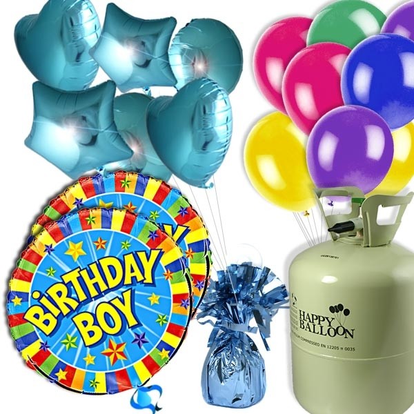 Ballongas-Set BIRTHDAY BOY klein, 30er Heliumflasche +Ballons